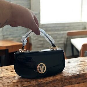 Valentino Orlandi Black Mini Bag with Gold Details